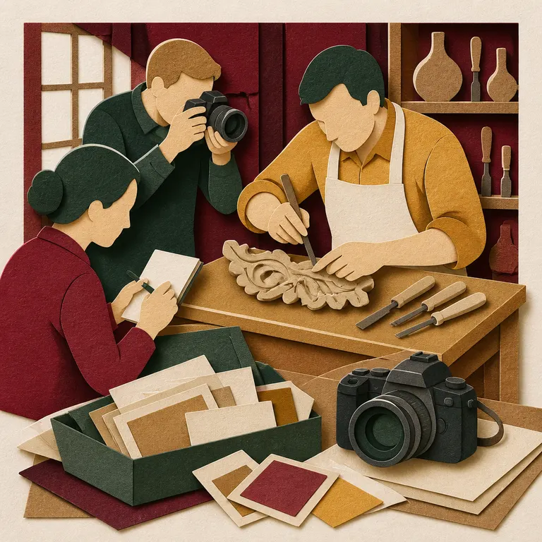 Vereinsmitglieder dokumentieren eine traditionelle Tätigkeit für eine Bewerbung.