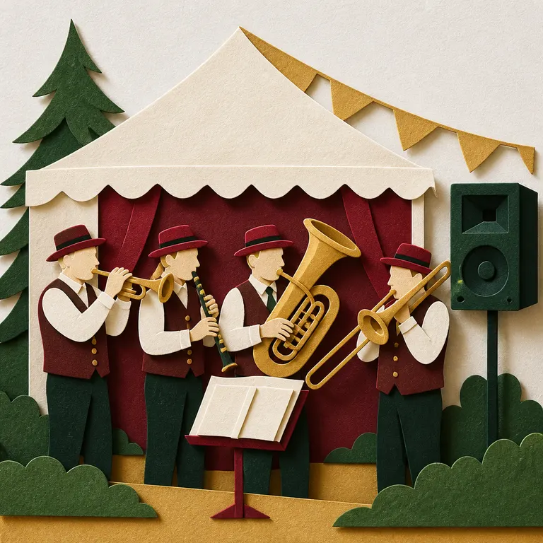 Blaskapelle spielt bei einem öffentlichen Vereinsfest